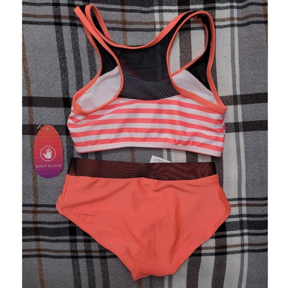 Girl Swimsuit, Two Piece Bathing Suit, Orange, Body Glove - Picture 3 of 3